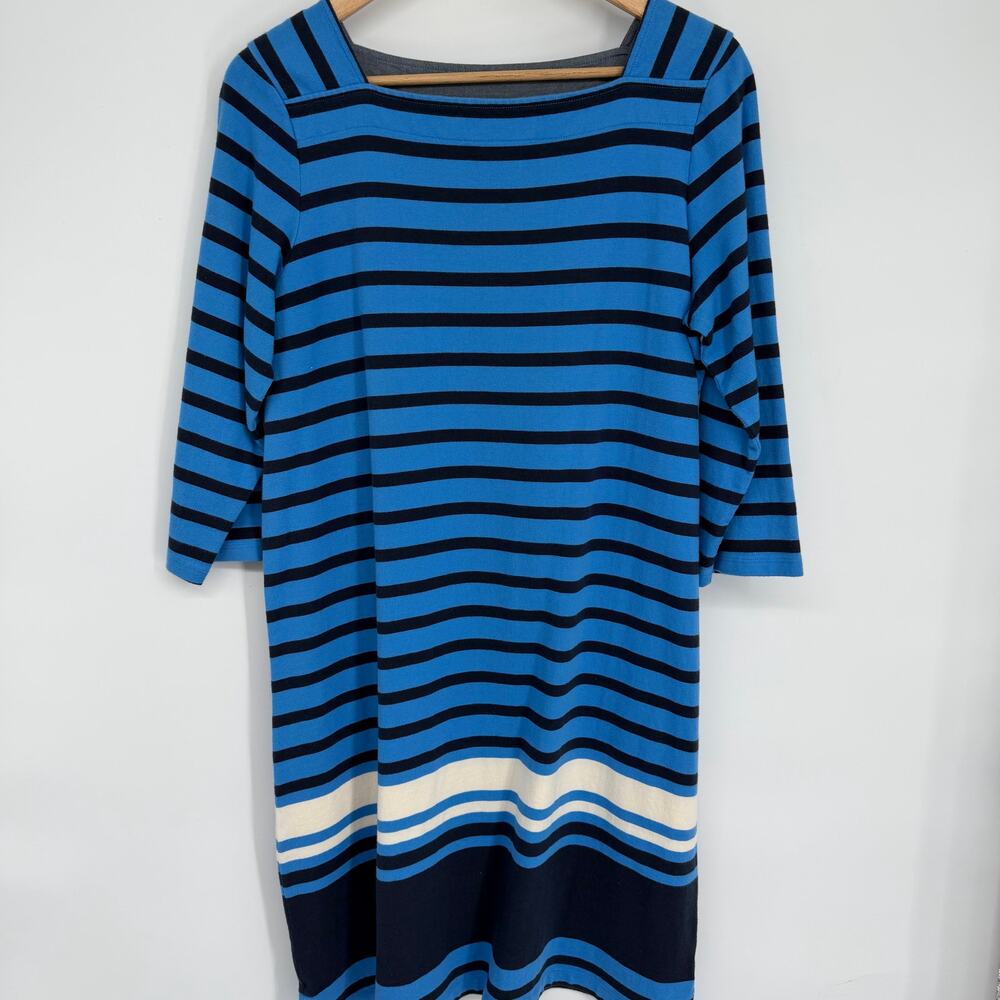 L.L. Bean Dress Women’s Large Midi Striped Nautical Coastal Classic Preppy Blue